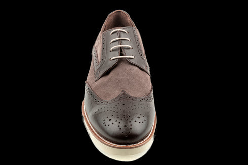 Mens Casual Brown Suede Sneaker-Like Wingtip Derby Shoes
